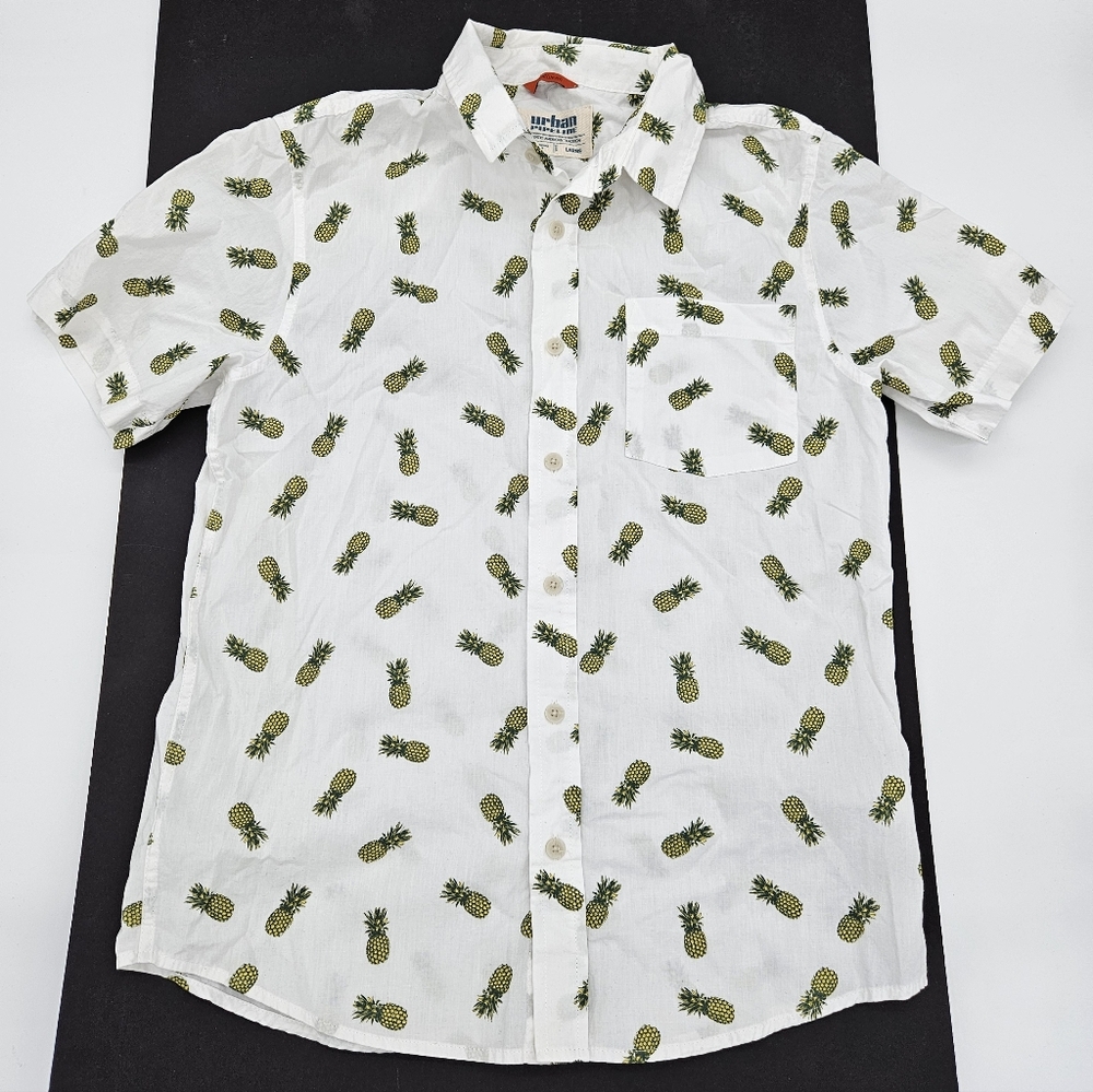 Boys pineapple shirt L Kids Hawaiian Shirt Button Up PSYCH